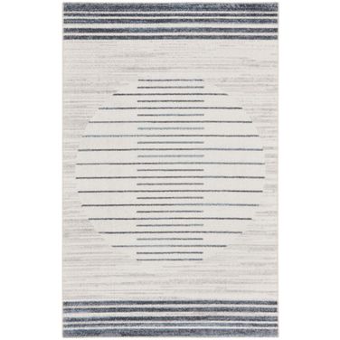 Astra Machine Washable 2'2" x 4' Mid-Century Modern Indoor Rug In Ivory Blue