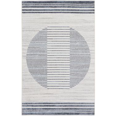 Astra Machine Washable 2'2" x 4' Mid-Century Modern Indoor Rug In Ivory Blue