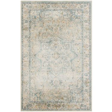 Astra Machine Washable 3'3" x 5' Vintage Indoor Rug In Light Blue