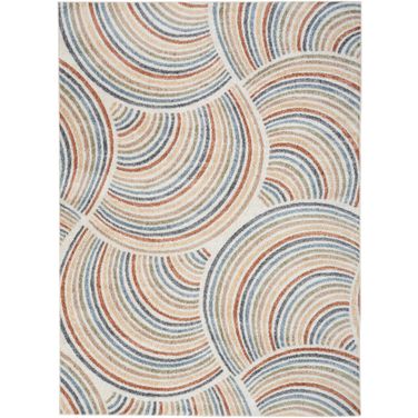 Astra Machine Washable 4' x 6' Mid-Century Modern Indoor Rug In Ivory Multi