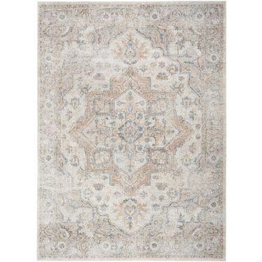 Astra Machine Washable 5'3" x 7' Indoor Rug In Silver Grey