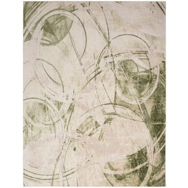 Astra Machine Washable 7'10" x 10' Indoor Rug In Green and Beige