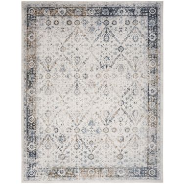 Astra Machine Washable 7'10" x 10' Vintage Indoor Rug In Ivory Blue