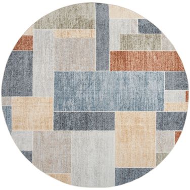 Astra Machine Washable 7'10" x 7'10" Round Contemporary Indoor Rug In Multicolor