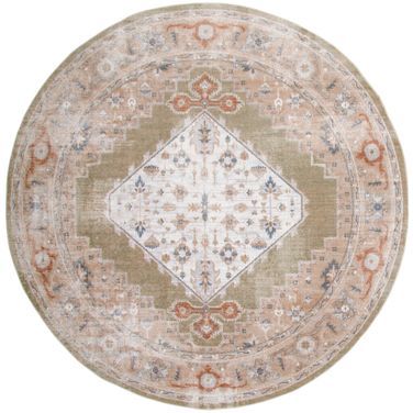 Astra Machine Washable 7'10" x 7'10" Round Indoor Rug In Sage Multi