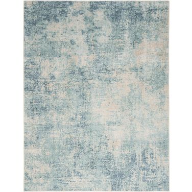 Astra Machine Washable 9' x 12' Modern Indoor Rug In Blue and Ivory