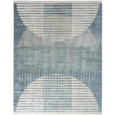 Astra Machine Washable 9' x 12' Mid-Century Modern Indoor Rug In Blue