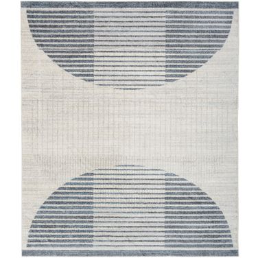 Astra Machine Washable 9' x 12' Mid-Century Modern Indoor Rug In Ivory Blue