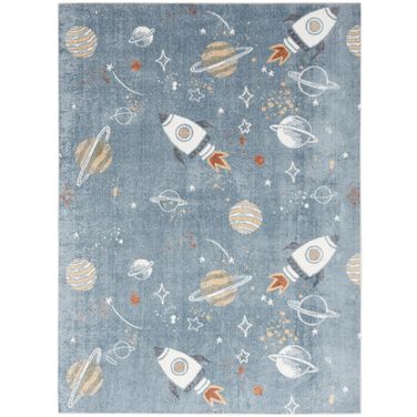 Astra Machine Washable Kids 6'7" x 9' Indoor Rug In Blue Multi
