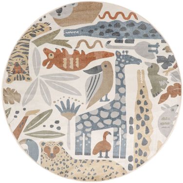 Astra Machine Washable Round Kids 7'10" x 7'10" Indoor Rug In Ivory