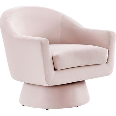 Astral Performance Velvet Fabric And Wood Swivel Chair In Pink