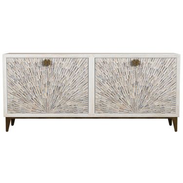 Astrid 34 Inch Four Door Sideboard Cabinet with Solid Mango Wood In White Wash