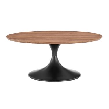 Astrid 36 Inch Round Coffee Table In Walnut and Matte Black