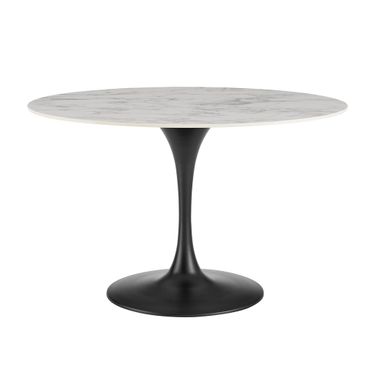 Astrid 47 Inch Round Table In High Gloss White and Matte Black