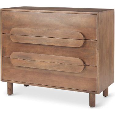 Astrid Medium Brown Solid Wood 3 Drawer Cabinet