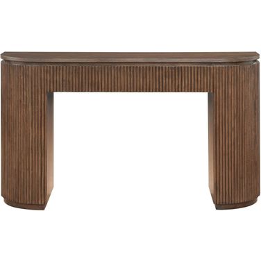 Astrid Solid Wood and Oak Veneer Console Table In Brown