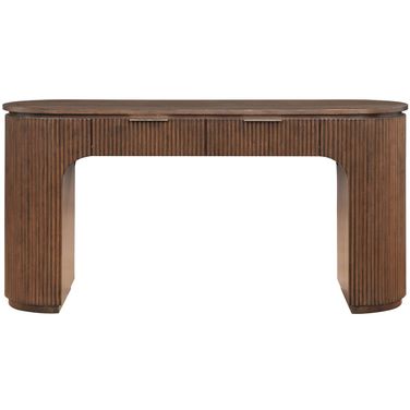 Astrid Solid Wood and Oak Veneer Desk In Brown