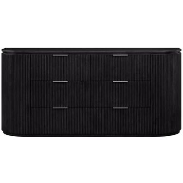 Astrid Solid Wood and Oak Veneer Dresser In Black