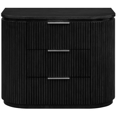 Astrid Solid Wood and Oak Veneer Nightstand In Black