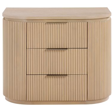 Astrid Solid Wood and Oak Veneer Nightstand In Natural and Oak