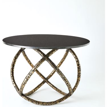 Astro Table In Antique Brass With Black Granite