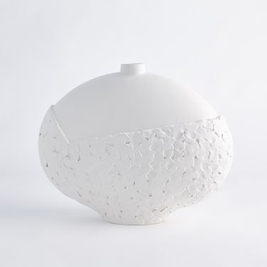 Asymmetrical Stipple Large Vase In Matte White