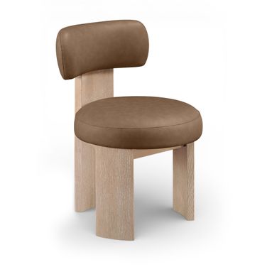 Atelier Vegan Leather Upholstered Dining Chair Set of 2 In Brown