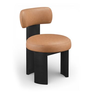 Atelier Vegan Leather Upholstered Dining Chair Set of 2 In Cognac
