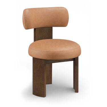 Atelier Vegan Leather Upholstered Dining Chair Set of 2 In Cognac