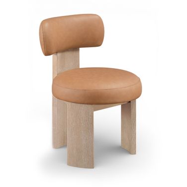 Atelier Vegan Leather Upholstered Dining Chair Set of 2 In Cognac