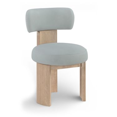 Atelier Vegan Leather Upholstered Dining Chair Set of 2 In Light Blue