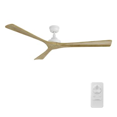 Athena 60 Inch 3-Blade Ceiling Fan with Remote In White and Burlywood