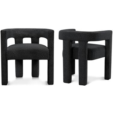 Athena Boucle Fabric Accent/Dining Chair In Black