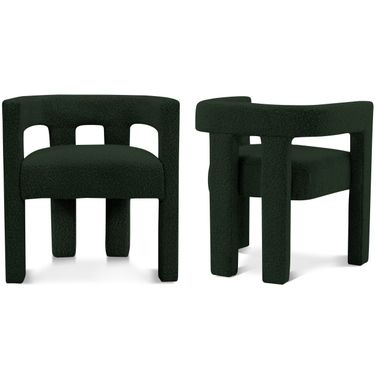 Athena Boucle Fabric Accent/Dining Chair In Green