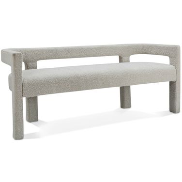 Athena Boucle Fabric Bench In Cream