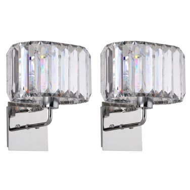 Athena Chrome 11.25 Inch H Acrylic Wall Sconce in Nickel Set of 2