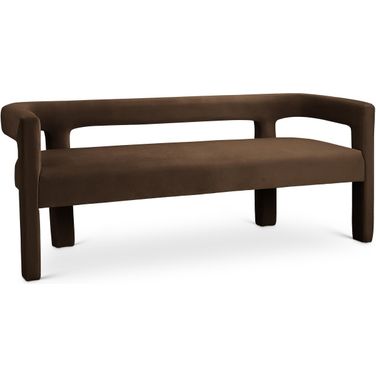 Athena Velvet Bench In Brown