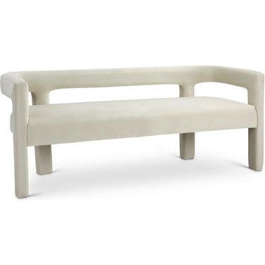 Athena Velvet Bench In Cream