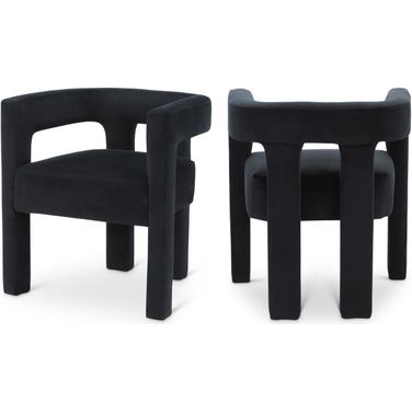 Athena Velvet Dining Chair In Black