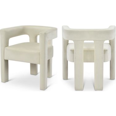 Athena Velvet Dining Chair In Cream