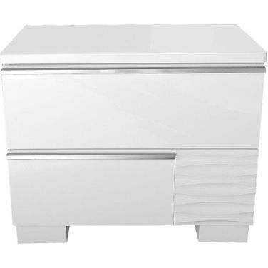 Athens 2 Drawer Poplar Wood Bedroom Nightstand In White Lacquer