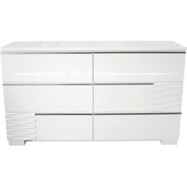 Athens Poplar Wood Bedroom Dresser In White Lacquer