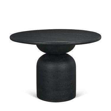 Atlas 42 Inch Wood Stacked Pedestal Base Round Dining Table In Black