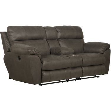 Atlas Reclining Console Loveseat In Charcoal