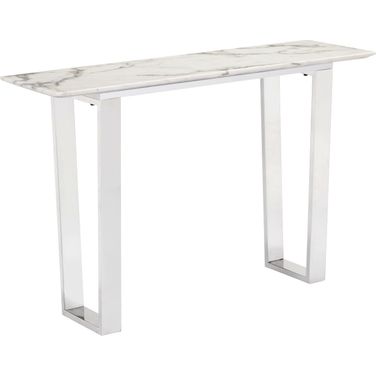 Atlas Console Table In White and Silver