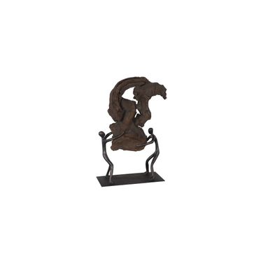 Atlas Tabletop Sculpture Freeform Balance with Base In Black and Natural