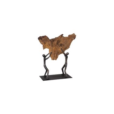 Atlas Tabletop Sculpture Freeform High Lift with Base In Black and Natural