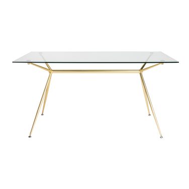 Atos 60 Inch Table In Clear and Matte Brushed Gold
