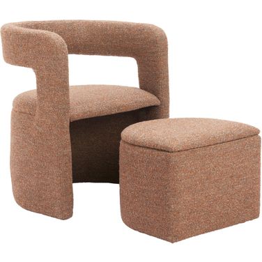 Atria Accent Chair and Ottoman In Tawny Brown