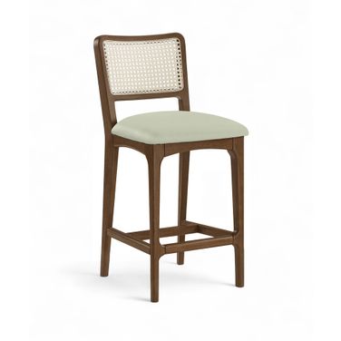 Atrium Cane Back and Vegan Leather Upholstered Seat Counter Stool Set of 2 In Mint